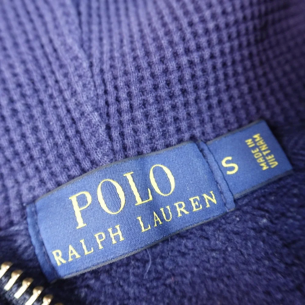 Polo Ralph Lauren Hoodie Mens S Blue Full Zip Thermal Hood Sweatshirt Pony Logo